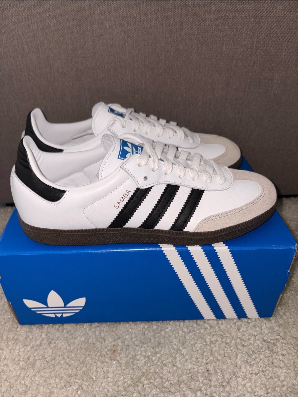 adidas Samba Classic in White and Black with Gum Sole